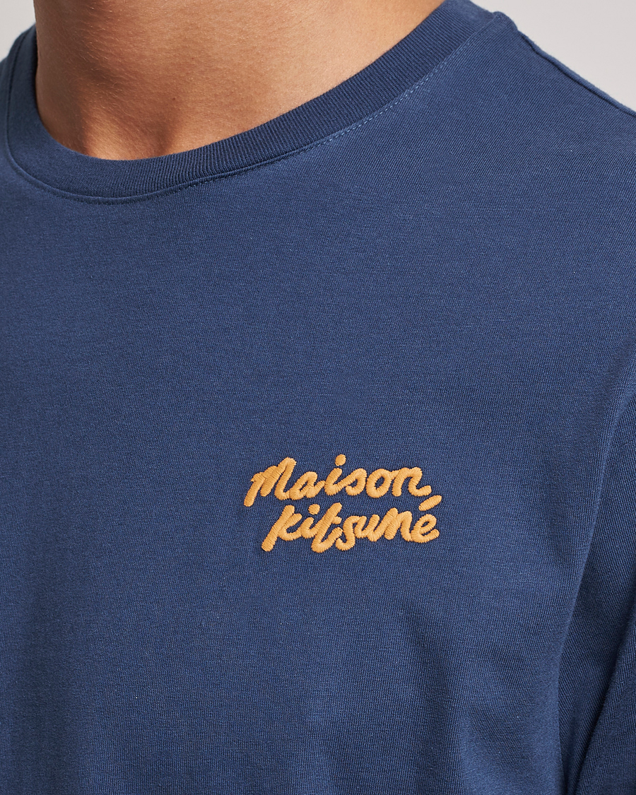 Herren | T-Shirts | Maison Kitsuné | Mini Handwriting T-shirt Blue Denim