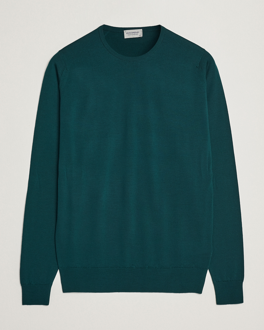 Herren | Pullover | John Smedley | Lundy Extra Fine Merino Crew Neck Pine Green