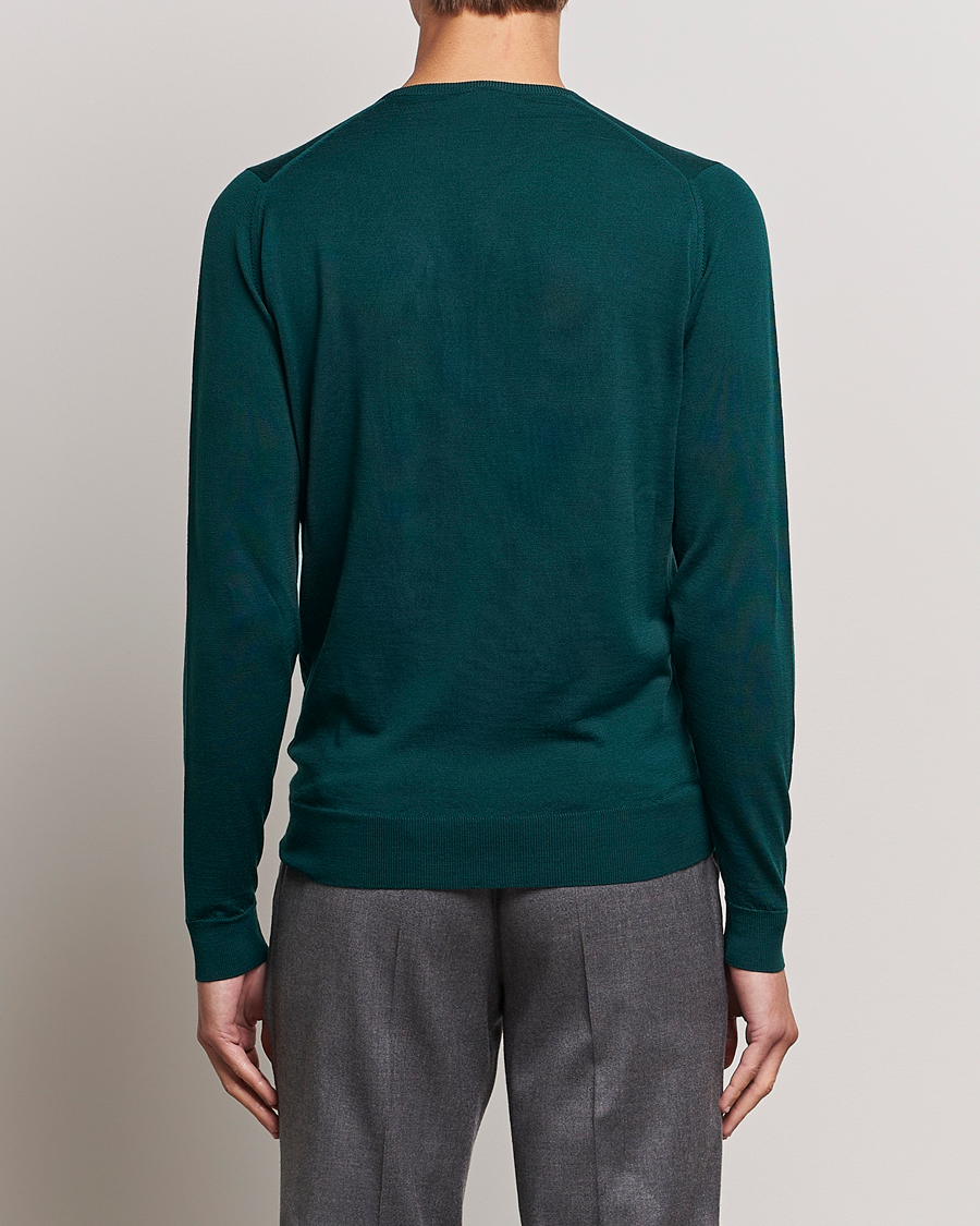 Herren | Pullover | John Smedley | Lundy Extra Fine Merino Crew Neck Pine Green