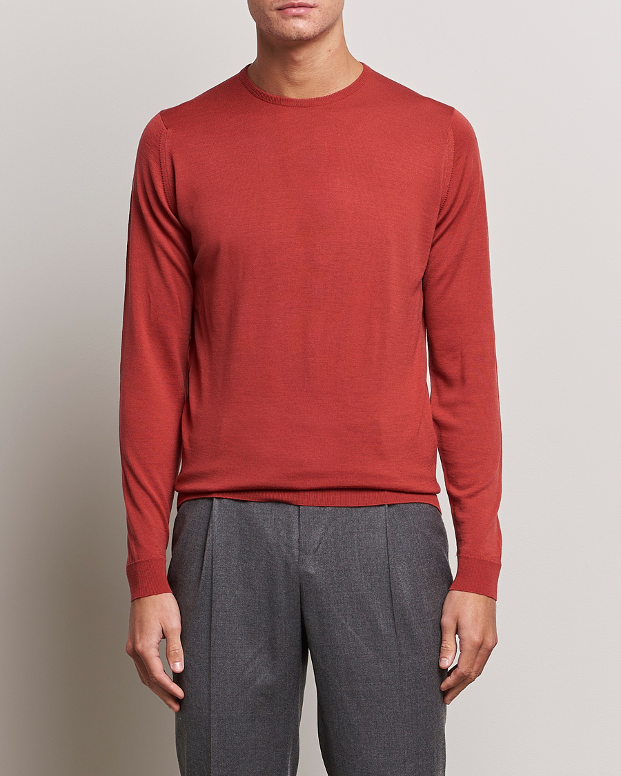 Herren | Pullover | John Smedley | Lundy Extra Fine Merino Crew Neck Redwood