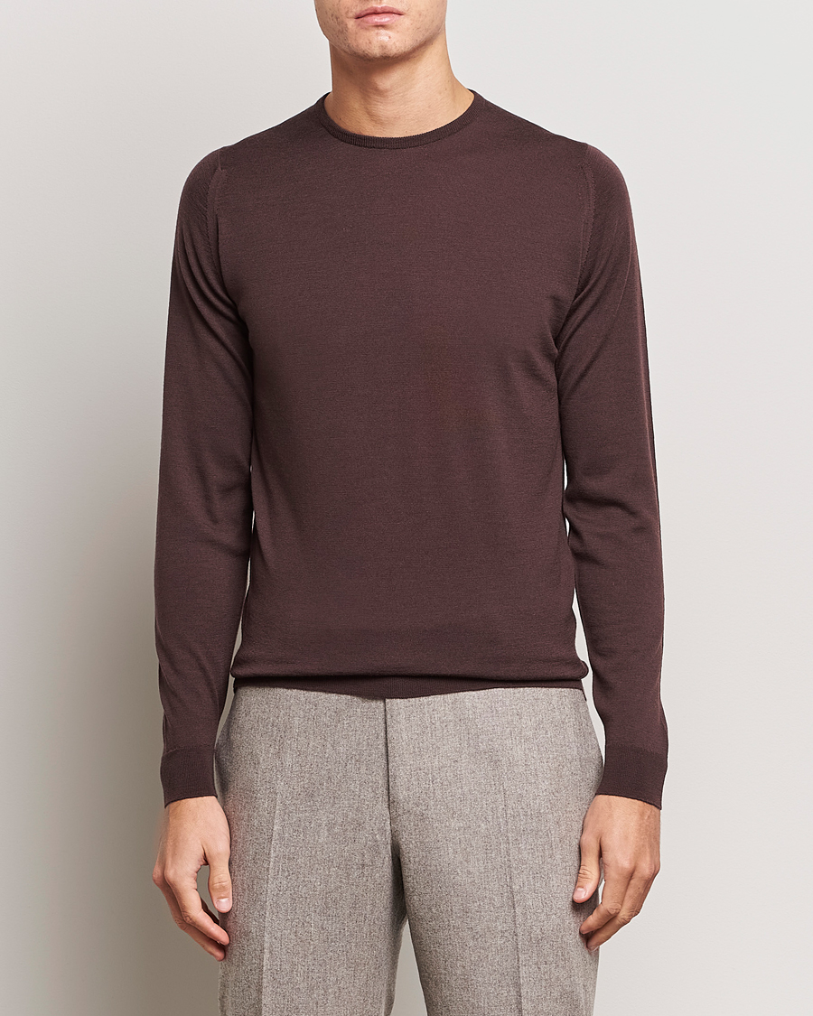 Herren | Pullover | John Smedley | Lundy Extra Fine Merino Crew Neck Truffle Brown