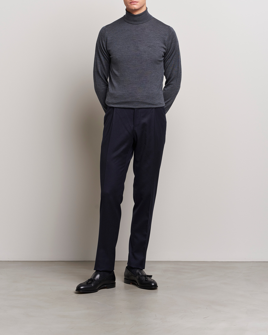 Herren | Pullover | John Smedley | Cherwell Extra Fine Merino Rollneck Charcoal