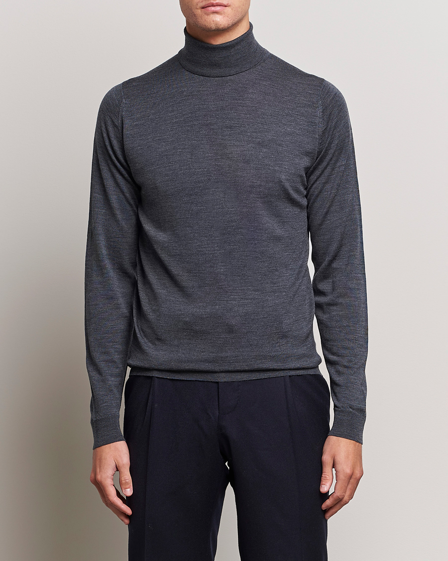 Herren | Pullover | John Smedley | Cherwell Extra Fine Merino Rollneck Charcoal