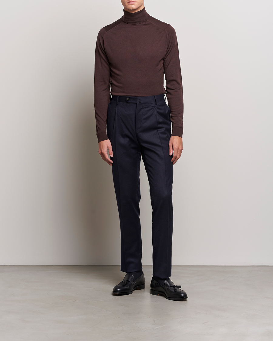 Herren | Pullover | John Smedley | Cherwell Extra Fine Merino Rollneck Truffle Brown