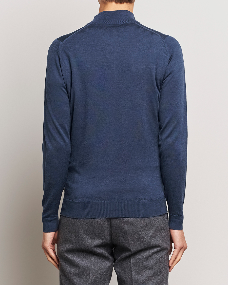 Herren | Pullover | John Smedley | Barrow Extra Fine Merino Half Zip Smoke Blue
