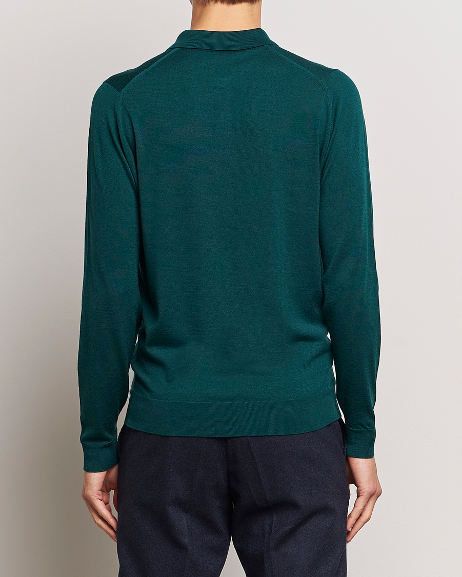 Herren | Pullover | John Smedley | Belper Extra Fine Merino Polo Pullover Pine Green