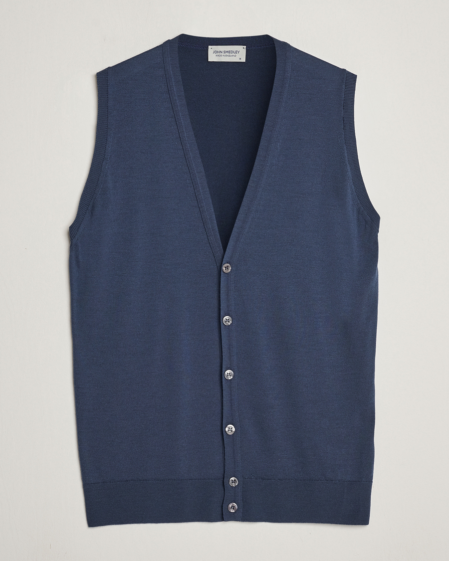 Herren | Pullover | John Smedley | Huntswood Slim Fit Waistcoat Smoke Blue