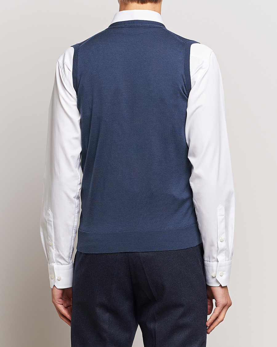 Herren | Pullover | John Smedley | Huntswood Slim Fit Waistcoat Smoke Blue