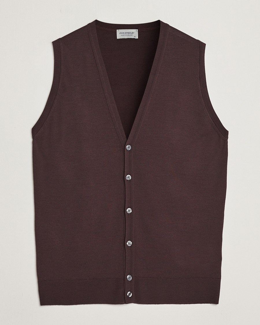 Herren | Pullover | John Smedley | Huntswood Slim Fit Waistcoat Truffle Brown