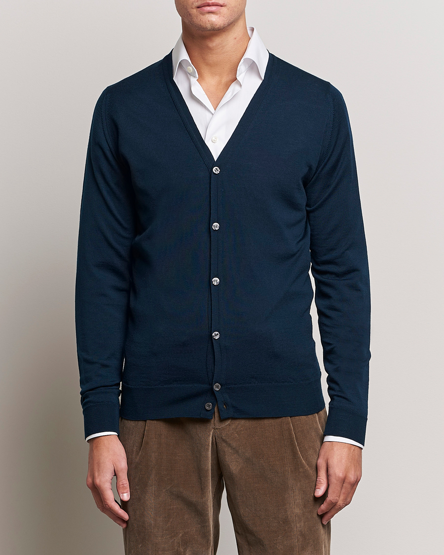 Herren | Pullover | John Smedley | Petworth Extra Fine Merino Cardigan Orion Green