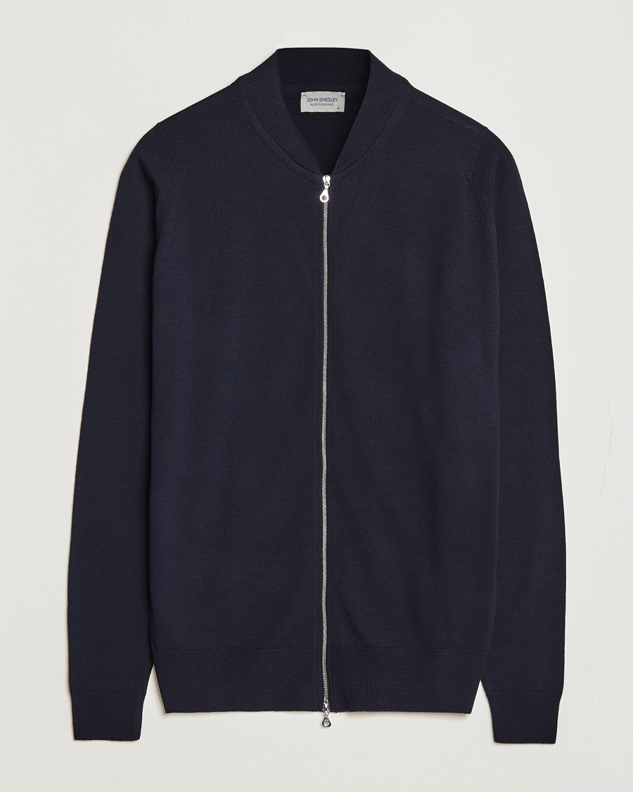 Herren | Pullover | John Smedley | Maclean Extra Fine Merin Full Zip Midnight