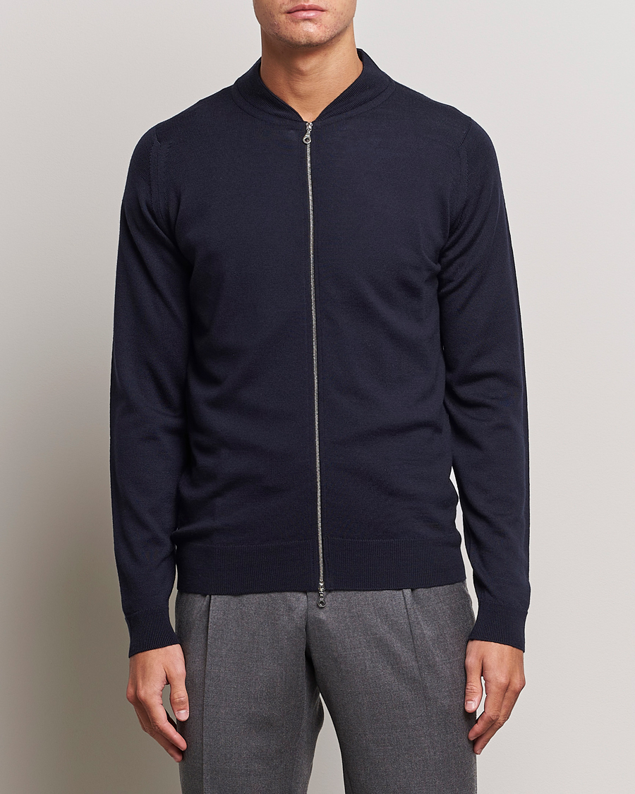 Herren | Pullover | John Smedley | Maclean Extra Fine Merin Full Zip Midnight