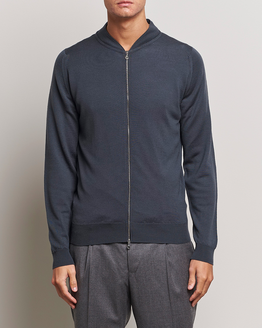 Herren | Pullover | John Smedley | Maclean Extra Fine Merin Full Zip Slate Grey