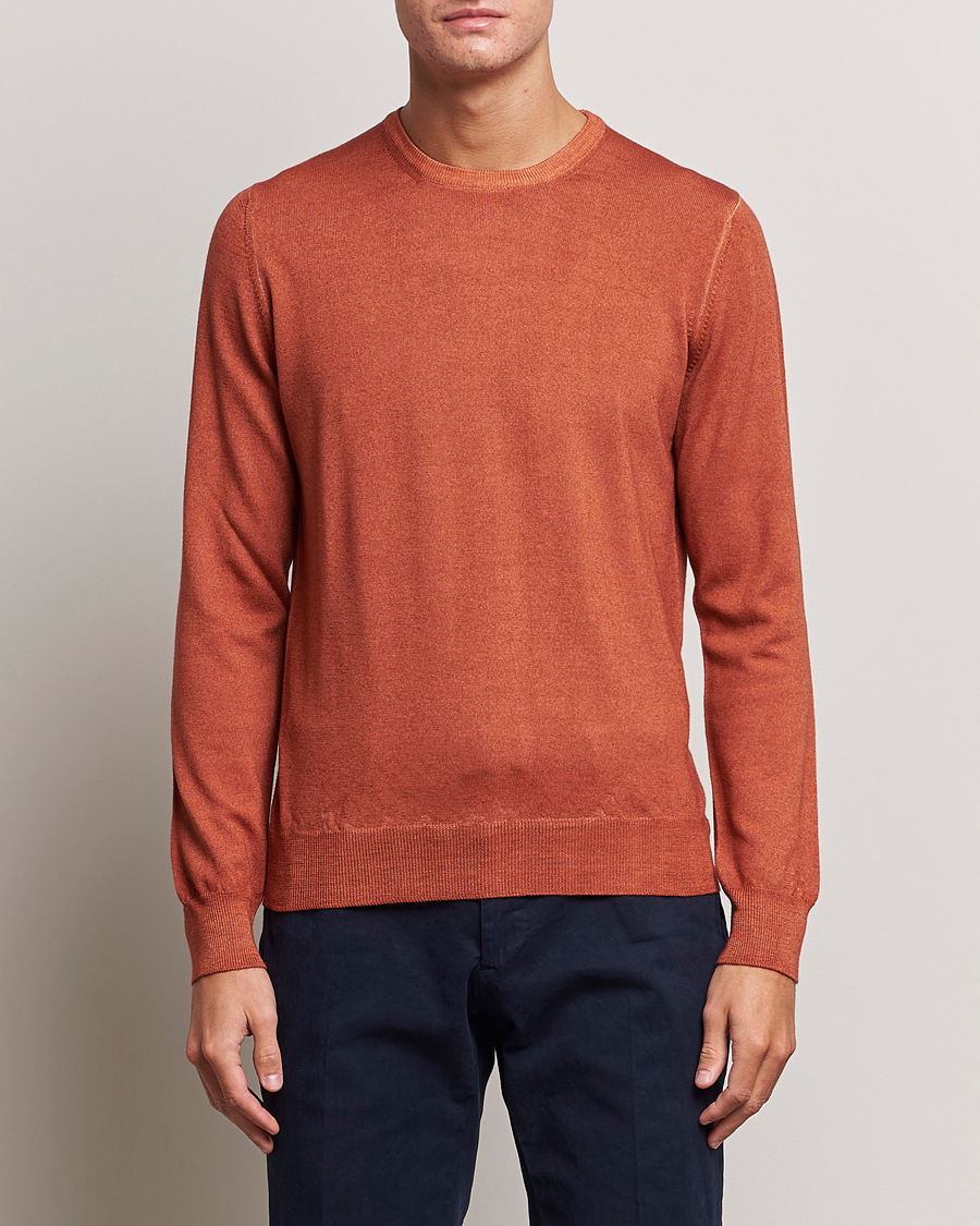 Herren | Pullover | Gran Sasso | Vintage Merino Fashion Fit Crew Neck Pullover Rust