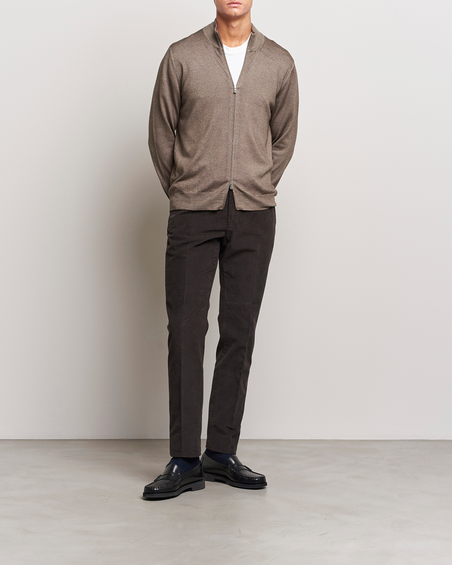 Herren | Pullover | Gran Sasso | Vintage Merino Fashion Fit Full Zip Beige