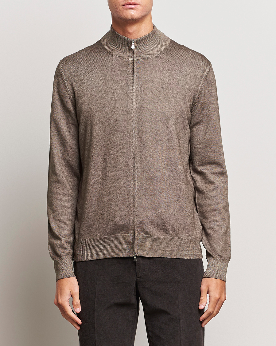 Herren | Pullover | Gran Sasso | Vintage Merino Fashion Fit Full Zip Beige