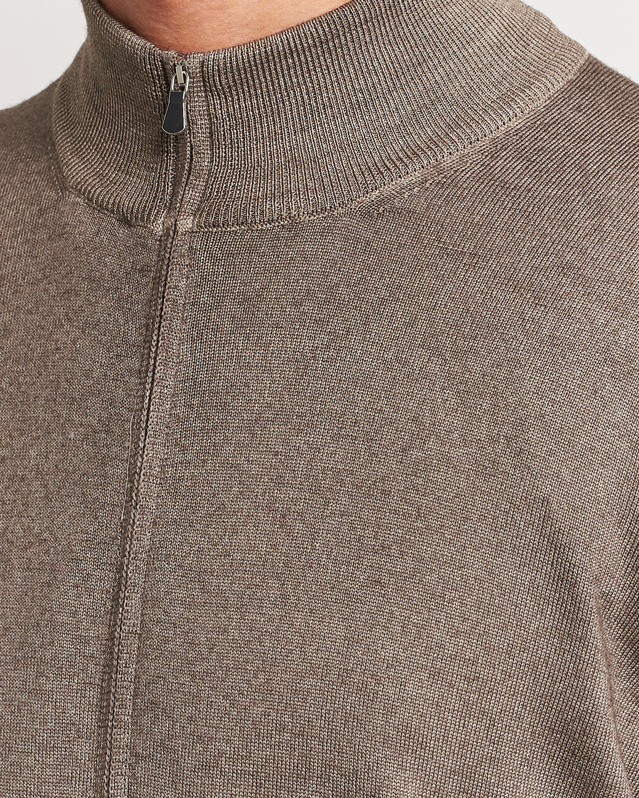 Herren | Pullover | Gran Sasso | Vintage Merino Fashion Fit Full Zip Beige
