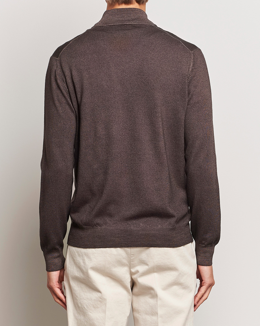 Herren | Pullover | Gran Sasso | Vintage Merino Fashion Fit Full Zip Brown