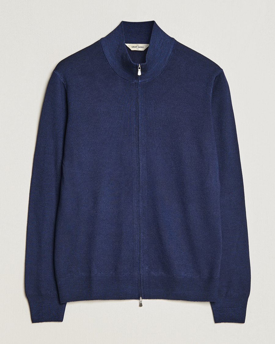Herren | Pullover | Gran Sasso | Vintage Merino Fashion Fit Full Zip Navy
