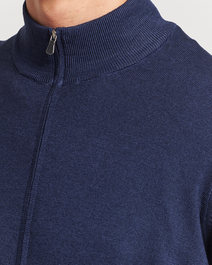 Herren | Pullover | Gran Sasso | Vintage Merino Fashion Fit Full Zip Navy