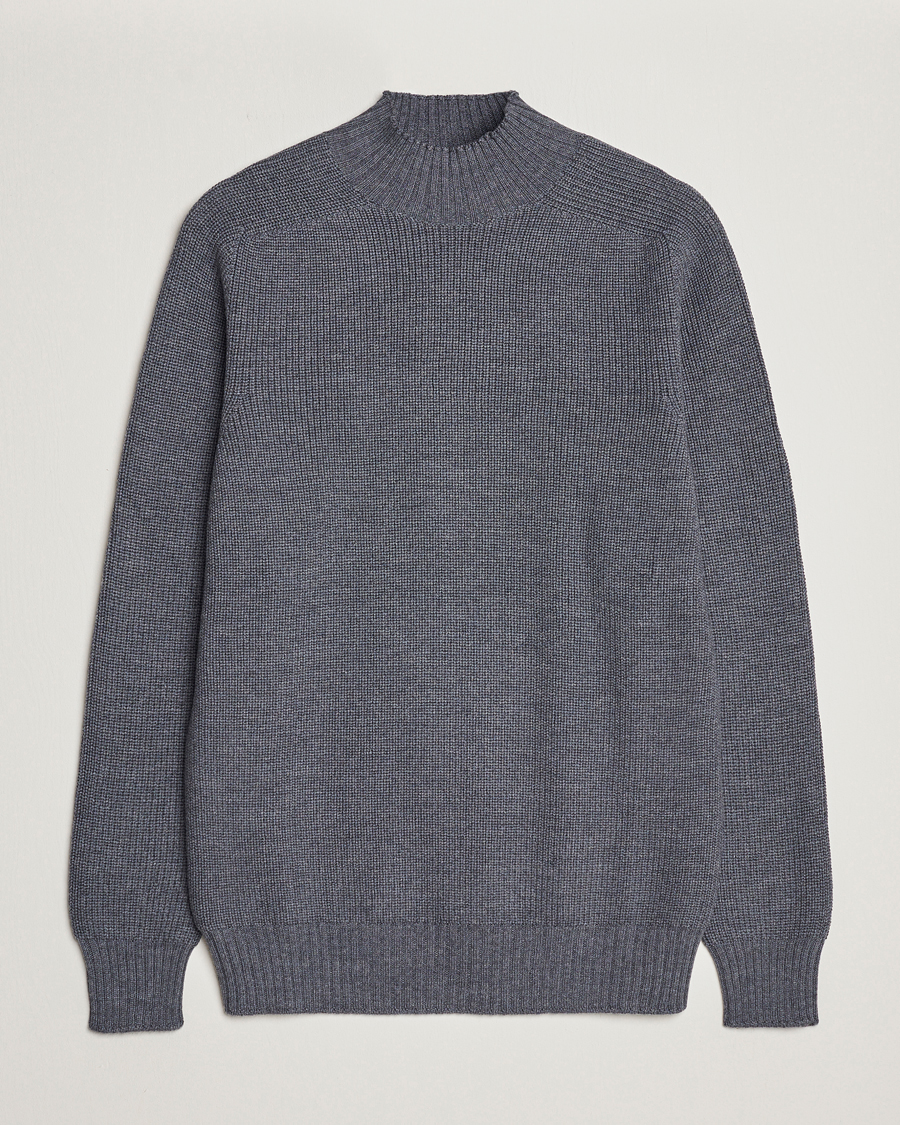 Herren | Pullover | Gran Sasso | Rainwool Mock Neck Grey Melange