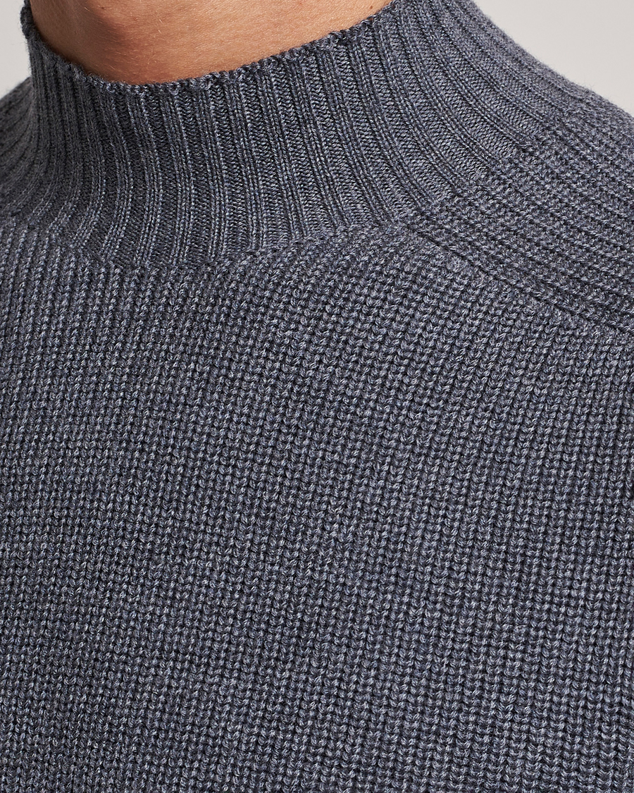 Herren | Pullover | Gran Sasso | Rainwool Mock Neck Grey Melange