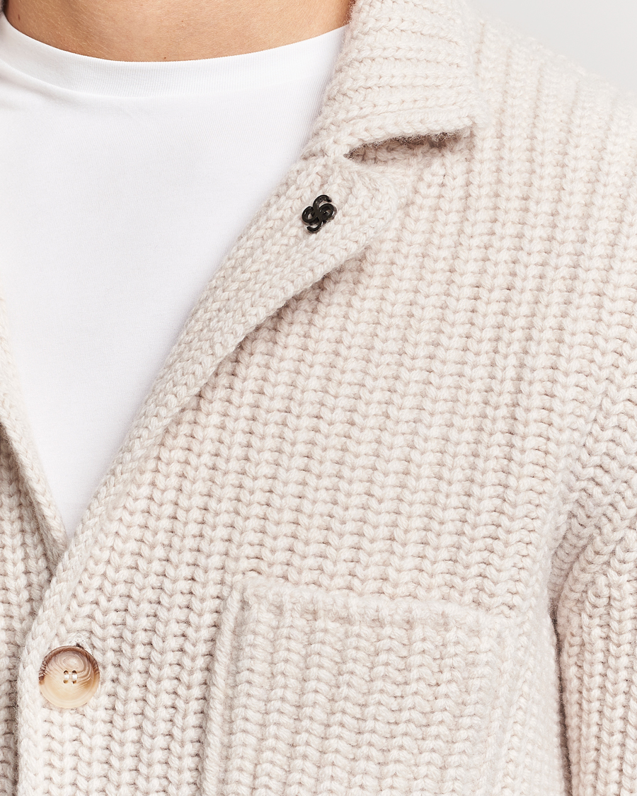 Herren | Pullover | Gran Sasso | Heavy Wool Knitted Blazer Cardigan Off White