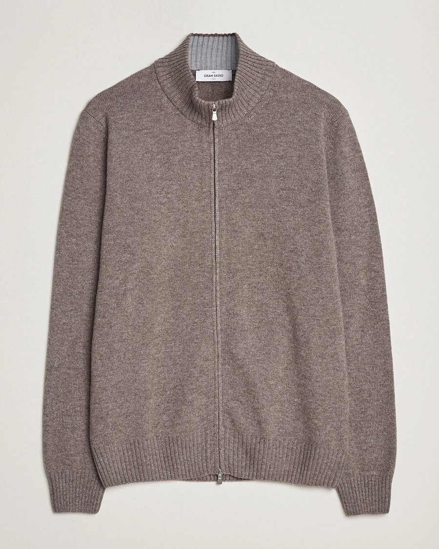Herren | Pullover | Gran Sasso | Wool/Cashmere Full Zip Light Brown Melange