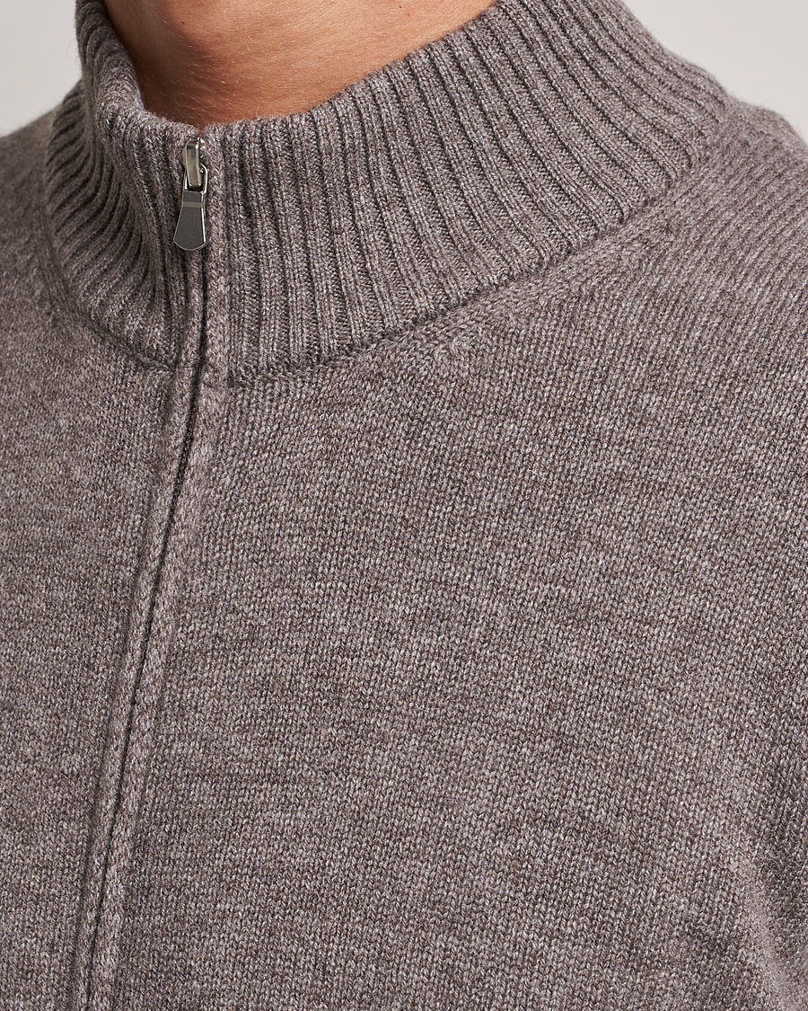 Herren | Pullover | Gran Sasso | Wool/Cashmere Full Zip Light Brown Melange