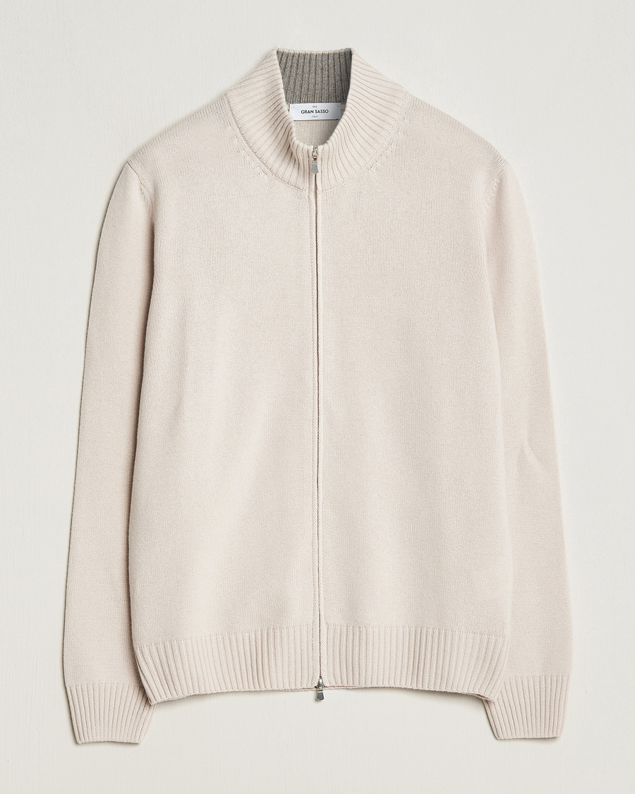 Herren | Pullover | Gran Sasso | Wool/Cashmere Full Zip Creme