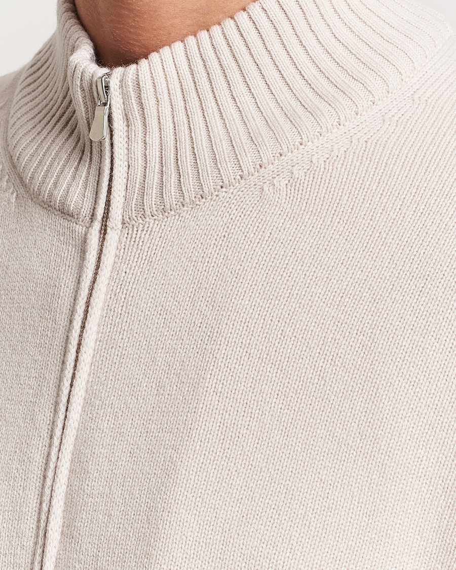 Herren | Pullover | Gran Sasso | Wool/Cashmere Full Zip Creme