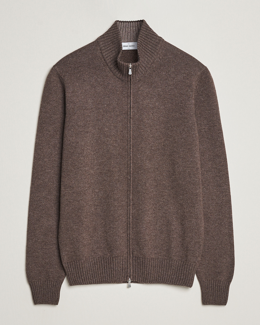 Herren | Pullover | Gran Sasso | Wool/Cashmere Full Zip Brown Melange