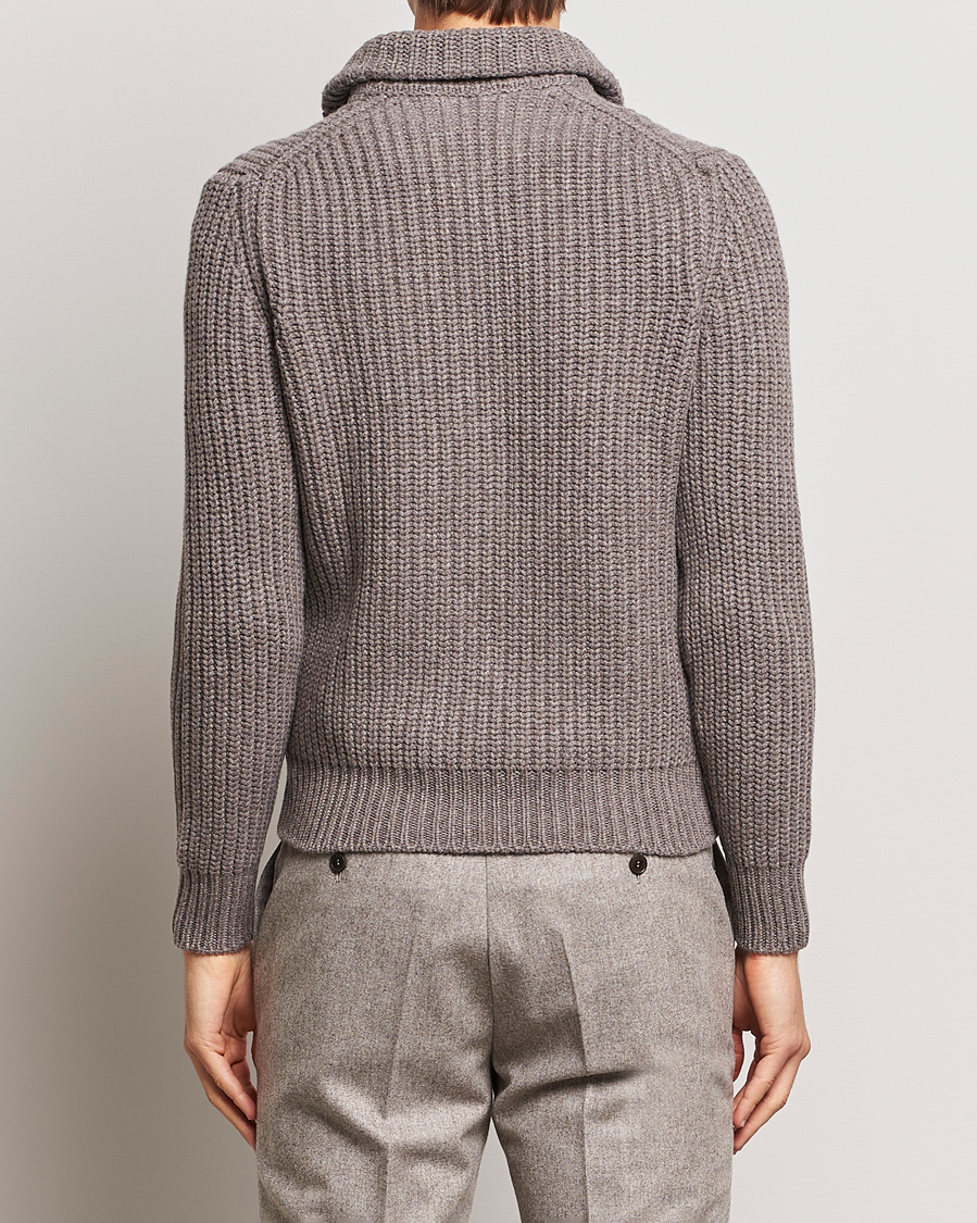 Herren | Pullover | Gran Sasso | Wool/Cashmere Heavy Knitted Full Zip Taupe Melange