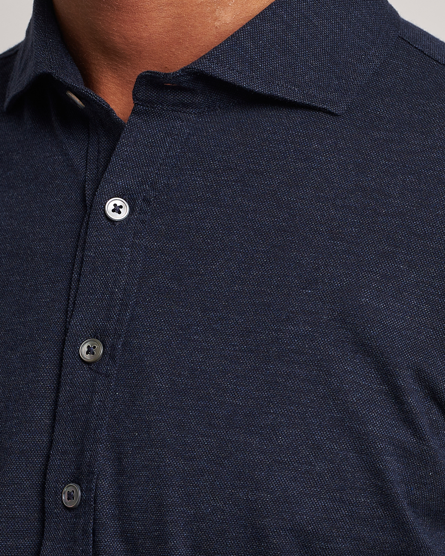 Herren | Hemden | Gran Sasso | Brushed Cotton Popover Shirt Navy Melange