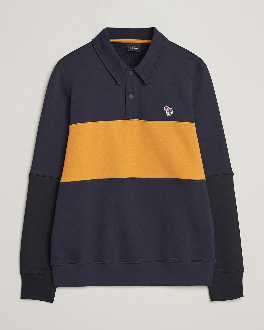 Herren | Pullover | PS Paul Smith | Organic Cotton Zebra Colorblocked Rugger Navy/Yellow