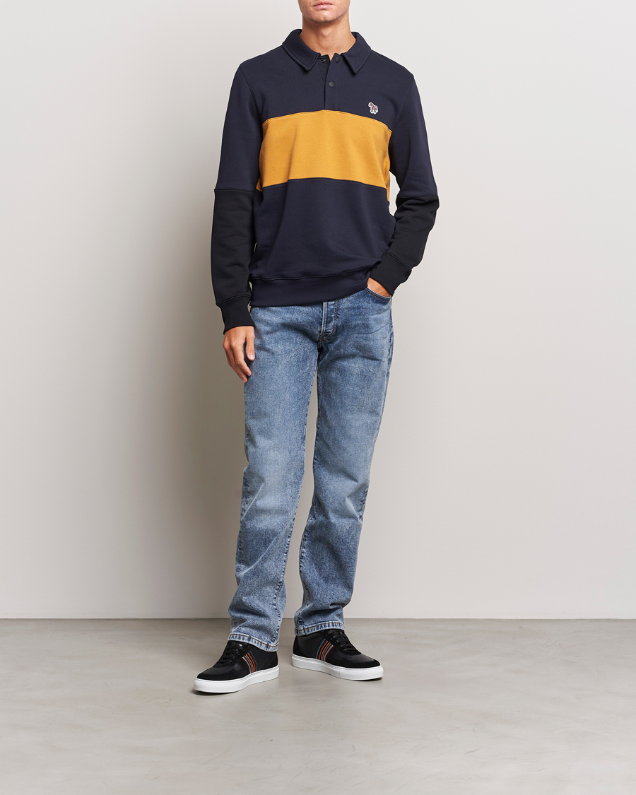 Herren | Pullover | PS Paul Smith | Organic Cotton Zebra Colorblocked Rugger Navy/Yellow
