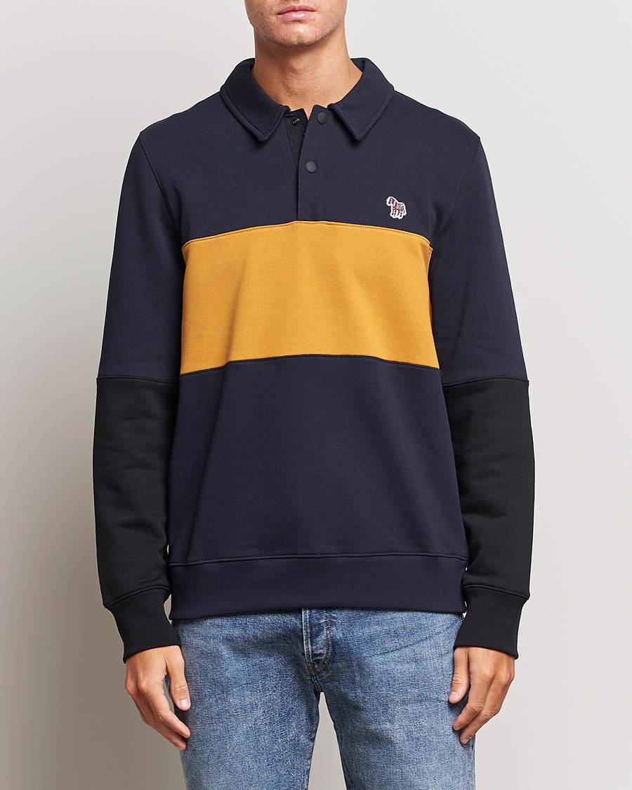 Herren | Pullover | PS Paul Smith | Organic Cotton Zebra Colorblocked Rugger Navy/Yellow