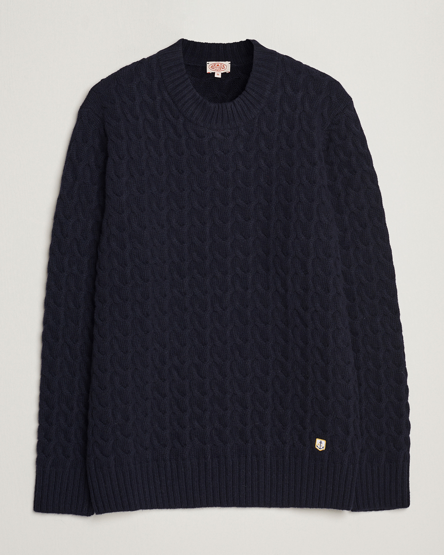 Herren | Pullover | Armor-lux | Pull RDC Wool Structured Knitted Sweater Navy