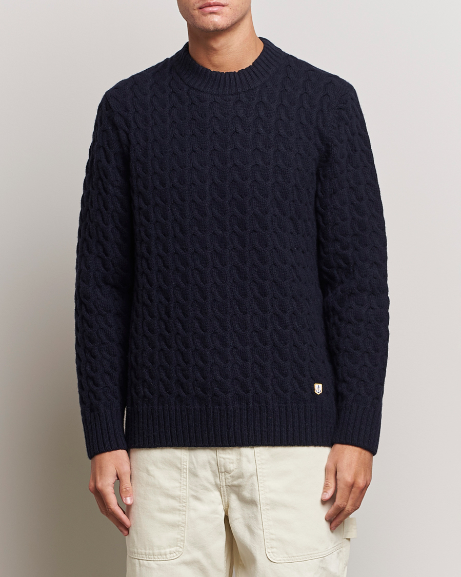 Herren | Pullover | Armor-lux | Pull RDC Wool Structured Knitted Sweater Navy