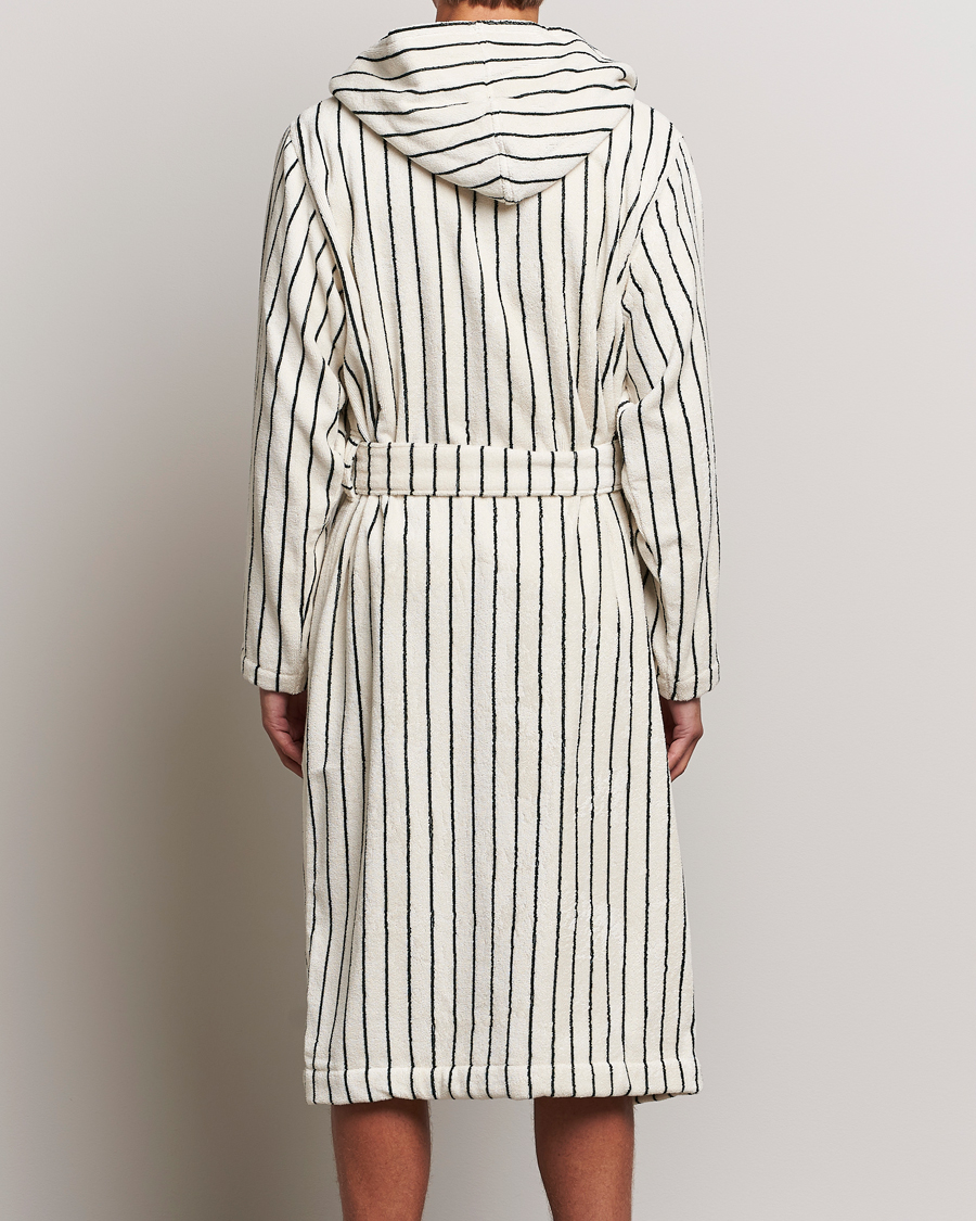 Herren | Schlafanzüge & Bademäntel | Tekla | Organic Terry Hooded Bathrobe Racing Green Stripes