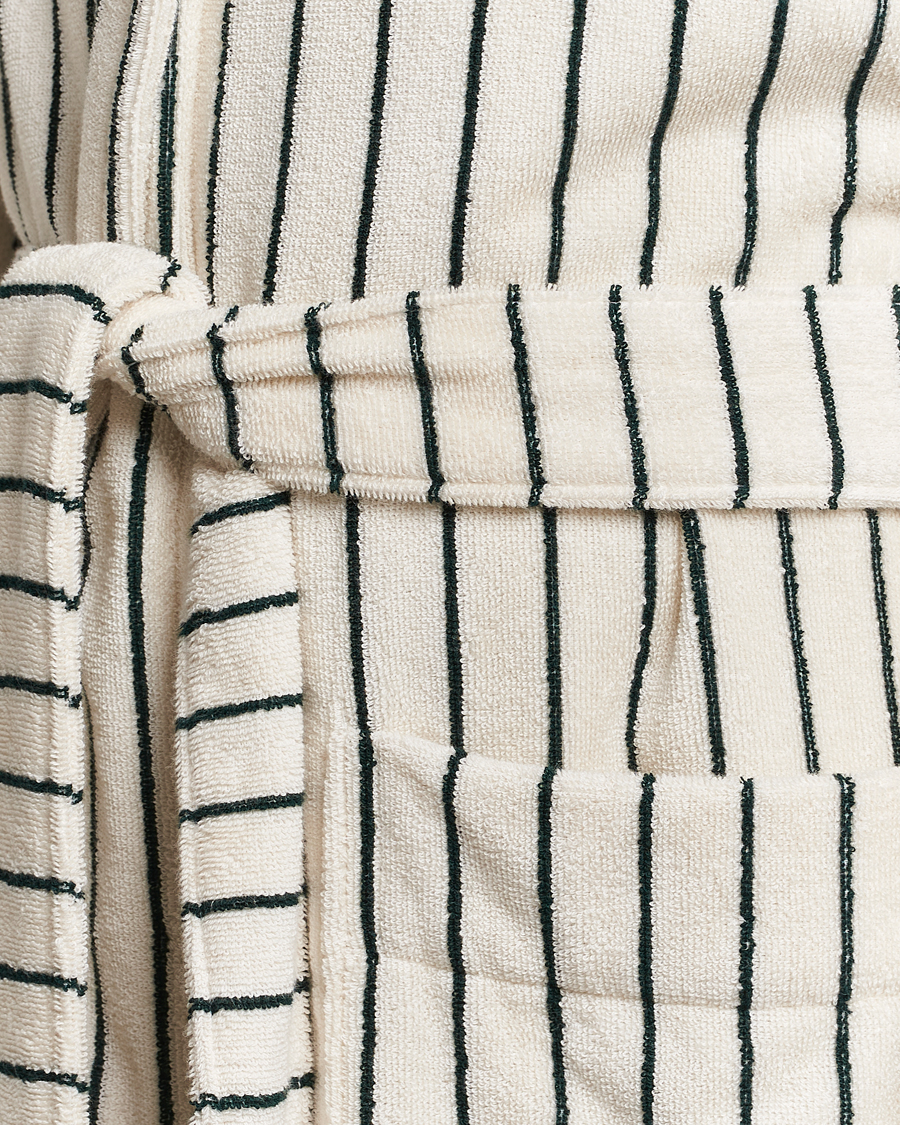 Herren | Schlafanzüge & Bademäntel | Tekla | Organic Terry Hooded Bathrobe Racing Green Stripes