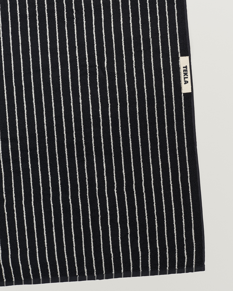 Herren | Handtücher | Tekla | Organic Terry Hand Towel Black Stripe