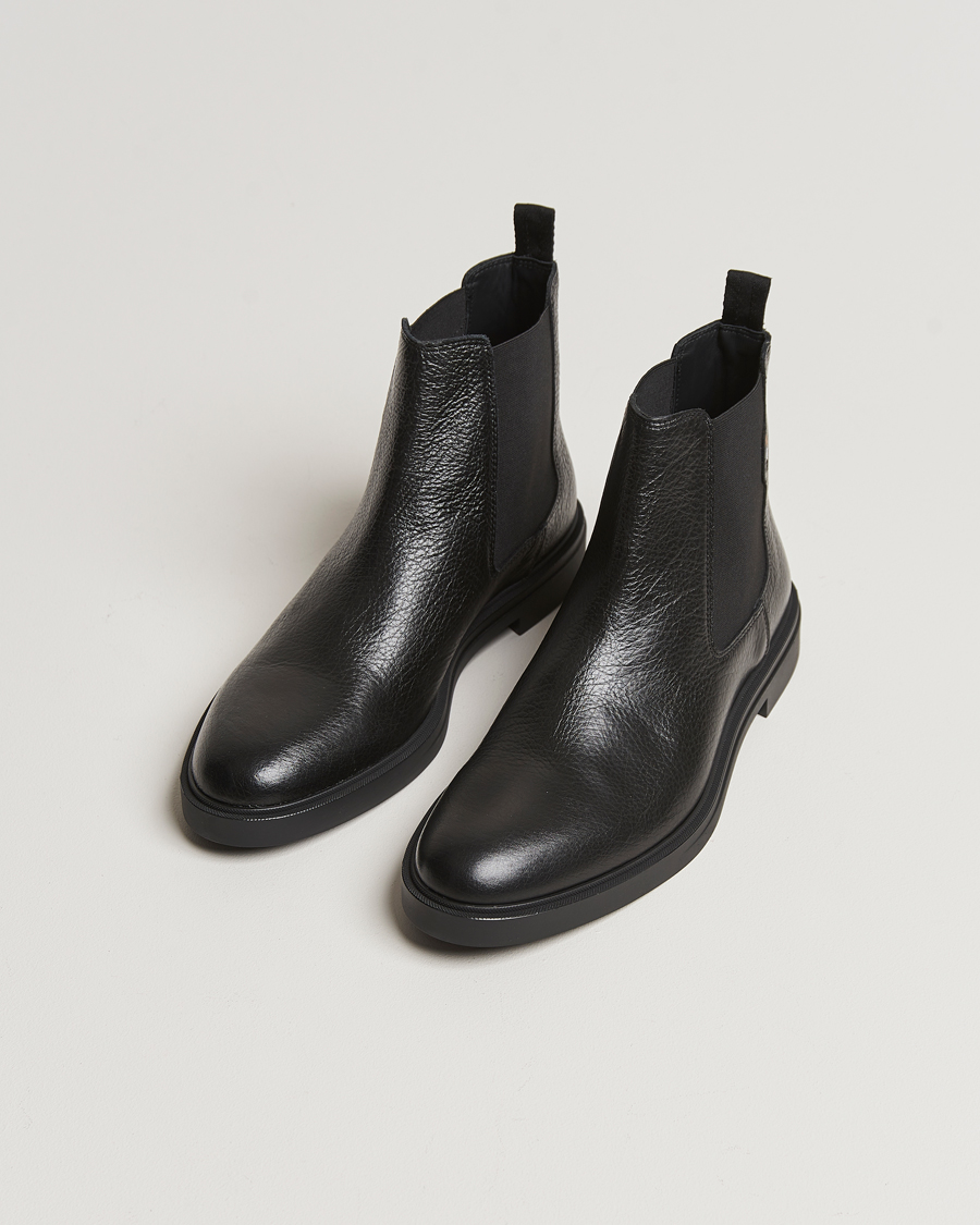 Herren | Sale | BOSS BLACK | Calev Grained Leather Chelsea Boot Black