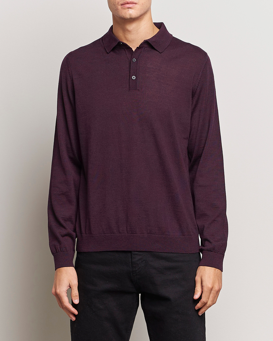 Herren | Pullover | BOSS BLACK | Lancione Merino Knitted Polo Dark Red
