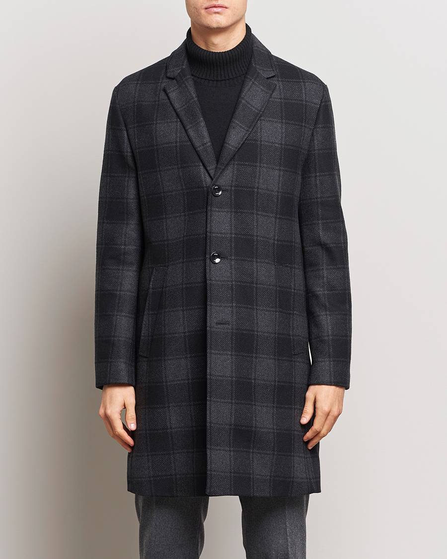 Herren | Jacken | BOSS BLACK | Hyde Wool Checked Coat Black/Grey