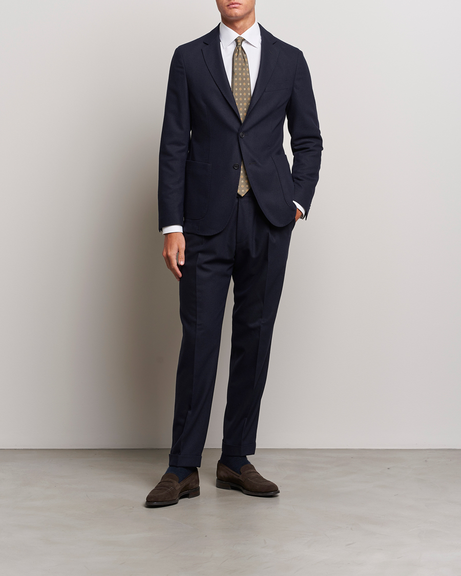 Herren | Hosen | BOSS BLACK | Perin Tech Flannel Pleated Trousers Dark Blue