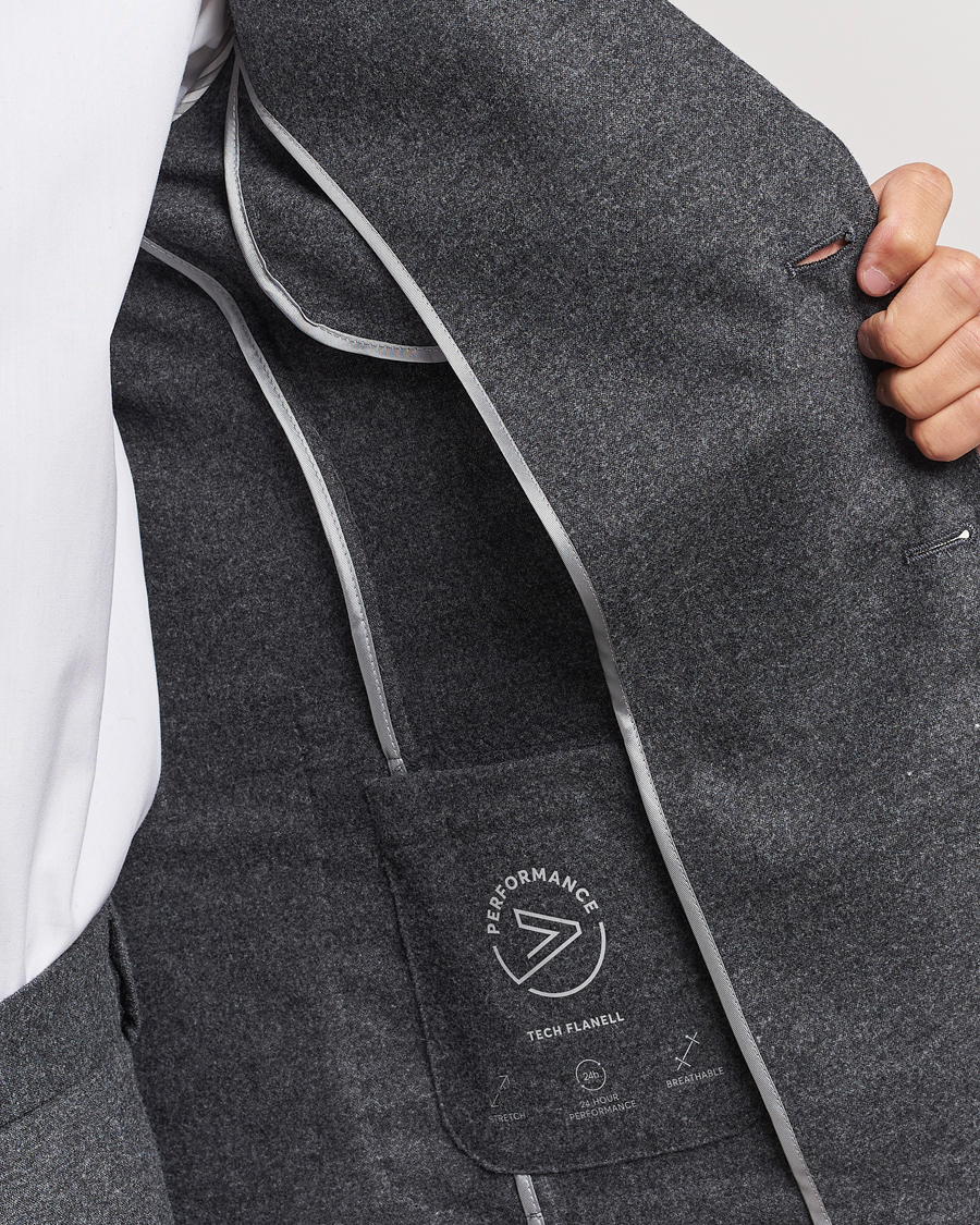Herren | Sakkos | BOSS BLACK | Hanry Tech Flannel Blazer Dark Grey