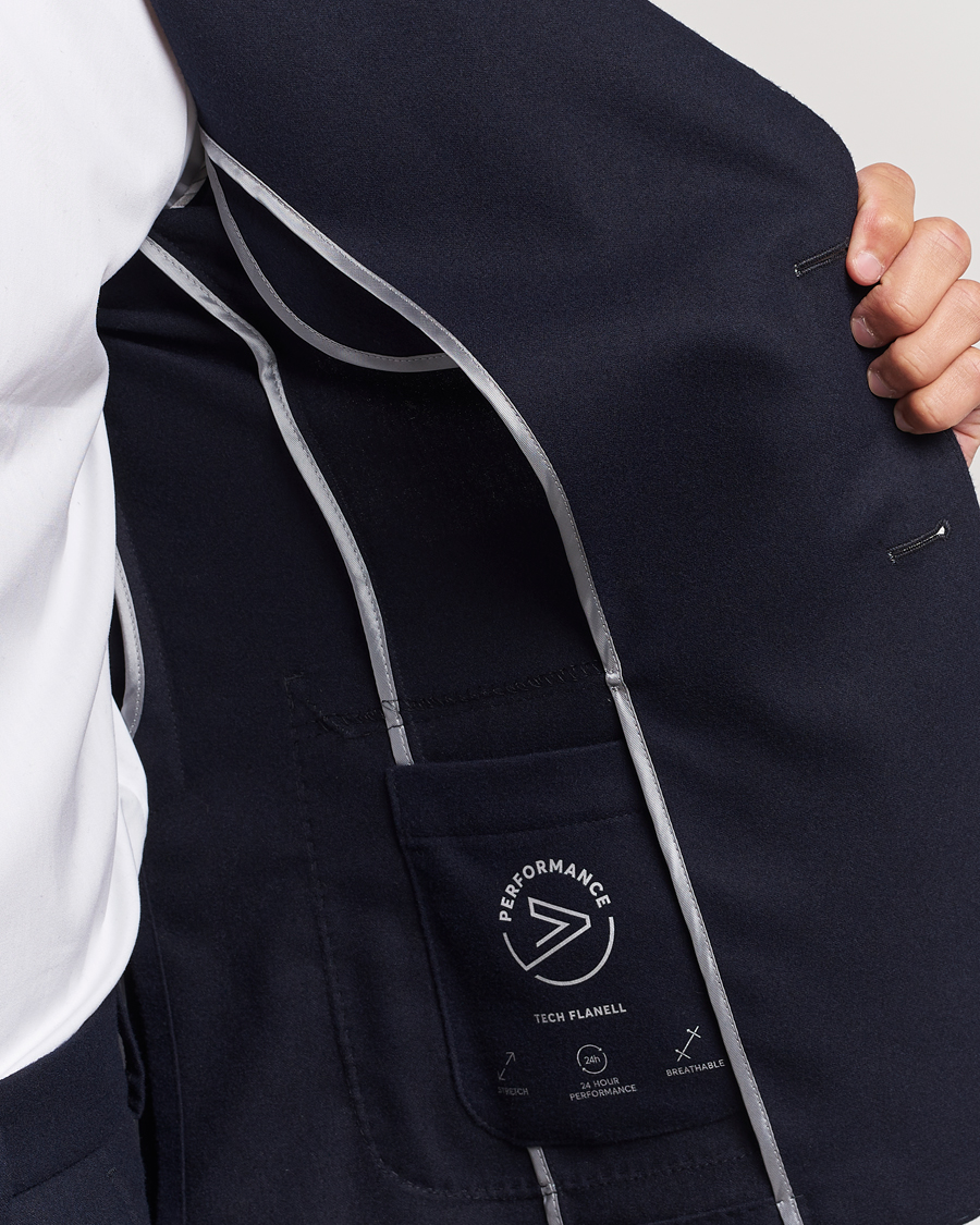 Herren | Sakkos | BOSS BLACK | Hanry Tech Flannel Blazer Dark Blue