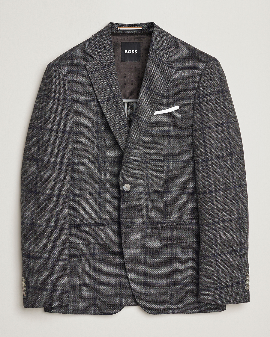 Herren | Sakkos | BOSS BLACK | Hutson Checked Wool Blazer Dark Grey
