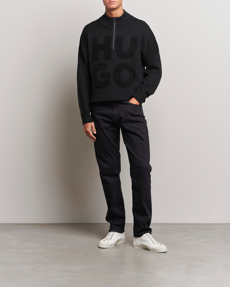 Herren | Pullover | HUGO | Sonel Knitted Half Zip Black